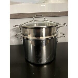 VIKING Cookware 8 Qt Quart 3-Ply Stainless Steel Stock Pot w/Glass Lid-PRISTINE!